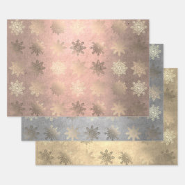 Elegantes stilvolles Snowflake Muster Weihnachten Geschenkpapier Set