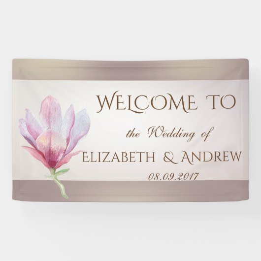 Elegantes stilvolles Watercolor Magnolia Wedding B Banner (Horizontal)