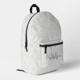 Elegantes, stilvolles weißes Mandala mit Namen Bedruckter Rucksack