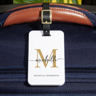 Elegantes stilvolles weißgoldenes Monogramm Initia Gepäckanhänger