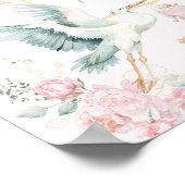 Elegantes Stork Blush Pink Floral Baby Girl Willko Poster (Ecke)