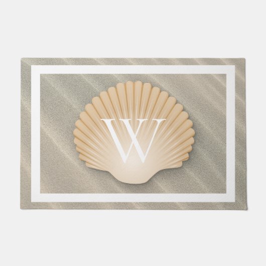Elegantes Strand-u. Seashell-Monogramm Fußmatte (Vorderseite)