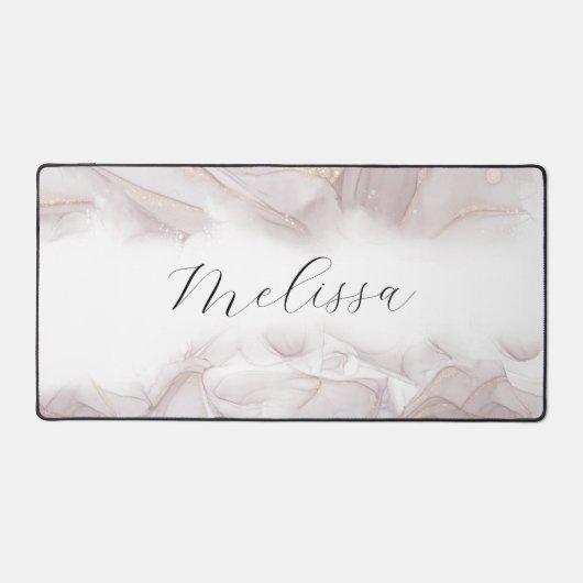 Elegantes Strandwellen Alkoholtupfer Monogramm Schreibtischunterlage (Vorderseite)