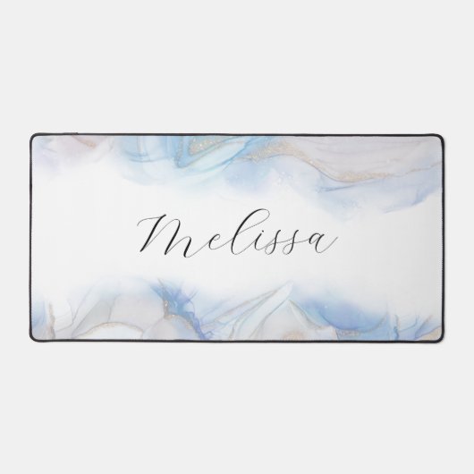 Elegantes Strandwellen Alkoholtupfer Monogramm Schreibtischunterlage (Vorderseite)