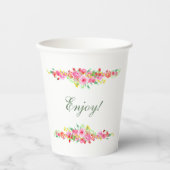 Elegantes Strawberry Pink Peony Brautparty Pappbecher (Vorderseite)