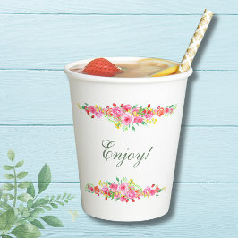 Elegantes Strawberry Pink Peony Brautparty Pappbecher