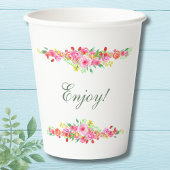 Elegantes Strawberry Pink Peony Brautparty Pappbecher