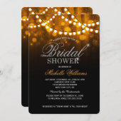 Elegantes Streichellicht goldfarbenes Brautparty Einladung (Vorne/Hinten)