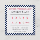 Elegantes Streifenmuster-Loyalitätsblau Treuekarte (Vorderseite)
