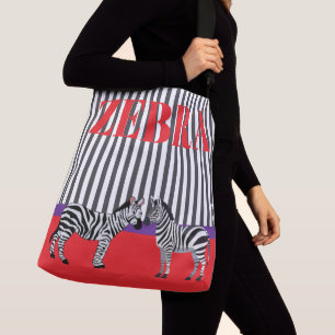 Elegantes Streifenmuster mit Zebra Rot lila Tragetaschen Mit Langen Trägern
