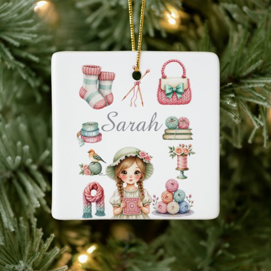 Elegantes Strickornament Keramikornament (Baum)