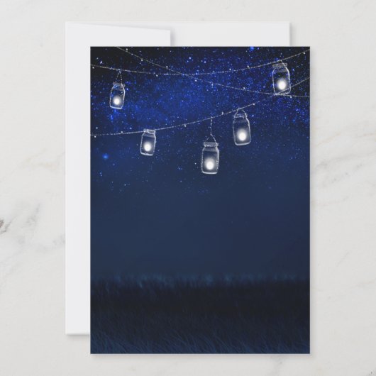 Elegantes String Lights Blue Night Brautparty Einladung (Rückseite)