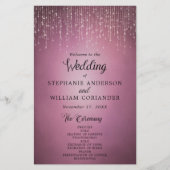 Elegantes String Lights Cranberry Wedding Program (Vorderseite)