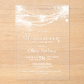 Elegantes String Lights Housewarming-Party Acryleinladungen (Vorderseite)