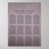 Elegantes String Lights Mauve Rose Seating Chart Poster (Vorne)