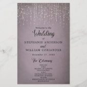 Elegantes String Lights Mauve Wedding Program (Vorderseite)
