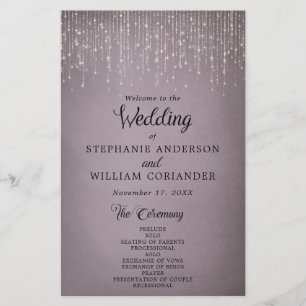 Elegantes String Lights Mauve Wedding Program