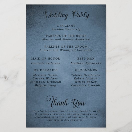 Elegantes String Lights Navy Blue Wedding Program (Rückseite)