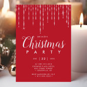 Elegantes String Lights Red Christmas Party Einladung