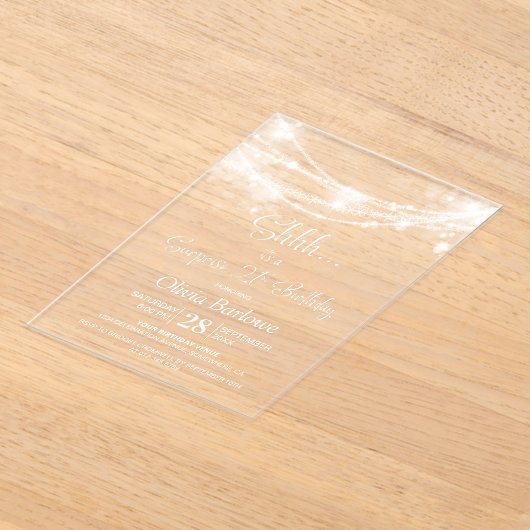 Elegantes String Lights Überraschung 21. Geburtsta Acryleinladungen (Ablage )