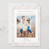 Elegantes Stripes Graues Foto Feiertagskarte (Vorderseite)