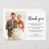 Elegantes stylisches Calligrafy Foto Wedding Dankeskarte (Vorne/Hinten)