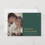 Elegantes, stylisches Emerald Green Gold Foto Dankeskarte (Vorderseite)