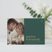Elegantes, stylisches Emerald Green Gold Foto Dankeskarte (Stehend Vorderseite)