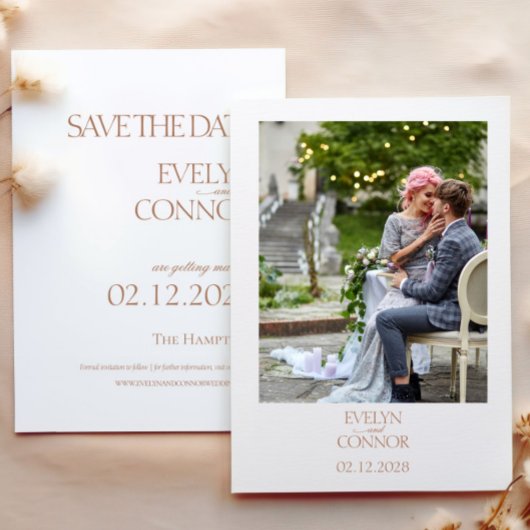Elegantes stylisches Foto Hochzeit speichern Sie d Save The Date