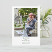 Elegantes stylisches Foto Hochzeit speichern Sie d Save The Date (Stehend Vorderseite)