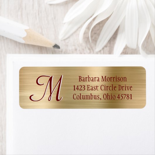 Elegantes, stylisches Gold Red Custom Monogram Lab (Insitu)