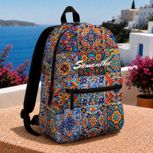 Elegantes stylisches mexikanisches Talavera-Monogr Bedruckter Rucksack