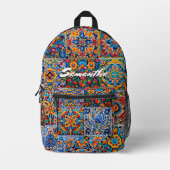 Elegantes stylisches mexikanisches Talavera-Monogr Bedruckter Rucksack (Vorderseite)