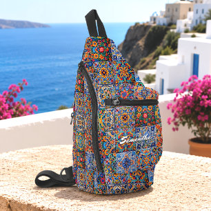 Elegantes stylisches mexikanisches Talavera-Monogr Crossbody Bag