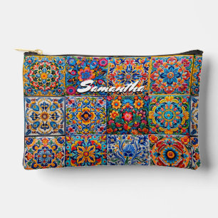 Elegantes stylisches mexikanisches Talavera-Monogr Zubehörtasche