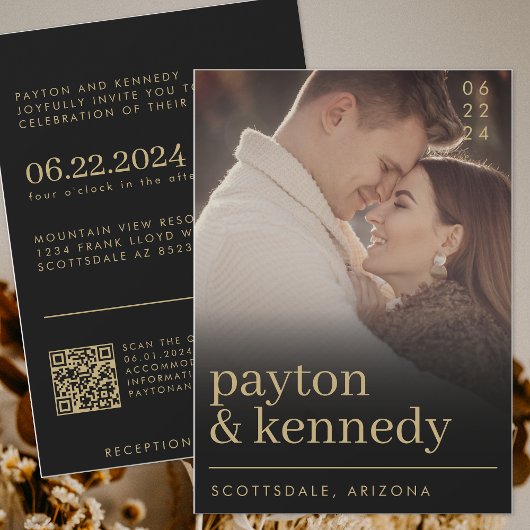 Elegantes, stylisches, modernes QR-Code-Foto Einladung