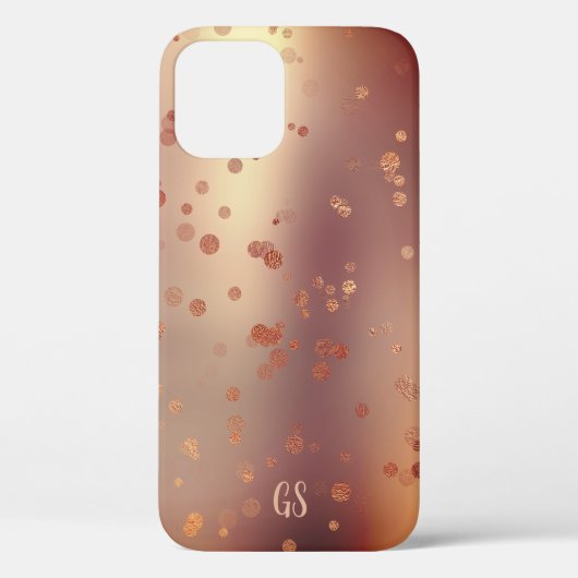Elegantes, stylisches Rose-Konfetti-Dots-Monogramm Case-Mate iPhone Hülle (Rückseite)