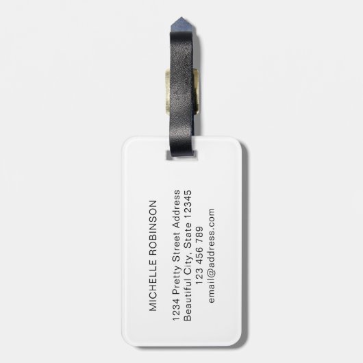 Elegantes, stylisches White Gold Monogram, Initial Gepäckanhänger (Rückseite vertikal)