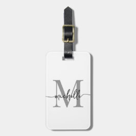 Elegantes, stylisches White Gray Monogram, Initial Gepäckanhänger