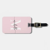 Elegantes stylish Blush Pink Monogram, Initialskri Gepäckanhänger (Vorderseite horizontal)