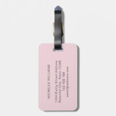 Elegantes stylish Blush Pink Monogram, Initialskri Gepäckanhänger (Rückseite vertikal)