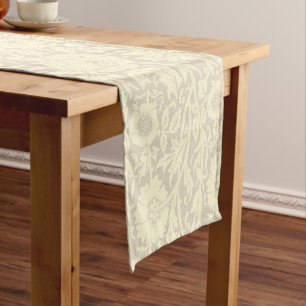 Elegantes subtile Beige Creme Floral Muster Kurzer Tischläufer