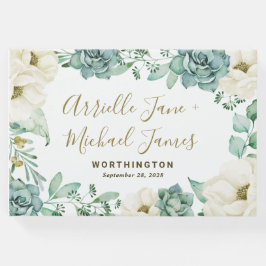 Elegantes Succulent Watercolor Floral Guest Book Gästebuch
