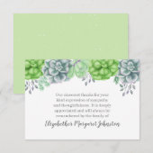 Elegantes Succulents-Begräbnis danken Ihnen Dankeskarte (Vorne/Hinten)