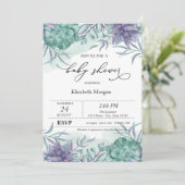 Elegantes Succulents Wüstendusche Einladung (Stehend Vorderseite)