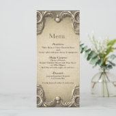 Elegantes südliches Charm Rustic Burlap Wedding Me Menükarte (Stehend Vorderseite)