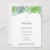Elegantes Sukkulentes Kreuz Christening Religious Einladung (Vorderseite)