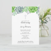 Elegantes Sukkulentes Kreuz Christening Religious Einladung (Stehend Vorderseite)