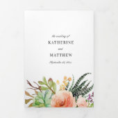 Elegantes Sukkulentes Rose All-in-One Hochzeitsfes Dreifach Gefaltete Einladung (Cover)