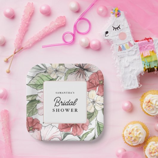 Elegantes Summer Blume Brautparty Pappteller (Party)